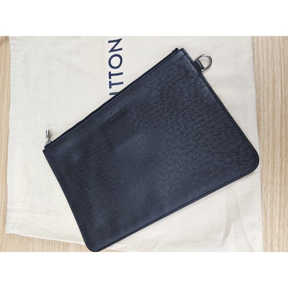 Louis Vuitton Other - LOUIS VUITTON 11" Full Leather Pouch Organizer Travel Case Black Mens Unisex